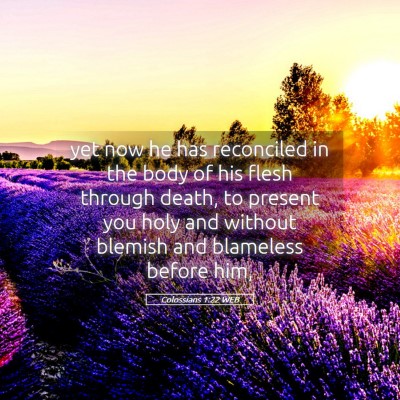 Picture 05 - Colossians 1:22 WEB - yet now he has reconciled in the body of his - Bible Verse Picture