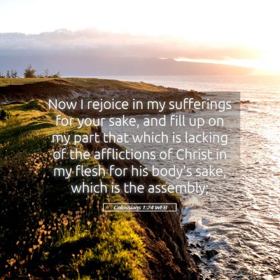 Picture 05 - Colossians 1:24 WEB - Now I rejoice in my sufferings for your sake, and - Bible Verse Picture