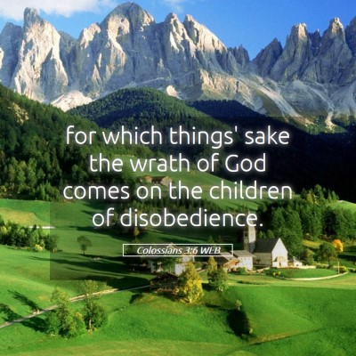 Picture 05 - Colossians 3:6 WEB - for which things' sake the wrath of God comes on - Bible Verse Picture