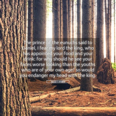 Picture 05 - Daniel 1:10 WEB - The prince of the eunuchs said to Daniel, I fear - Bible Verse Picture