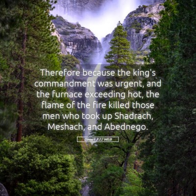 Picture 05 - Daniel 3:22 WEB - Therefore because the king's commandment was - Bible Verse Picture