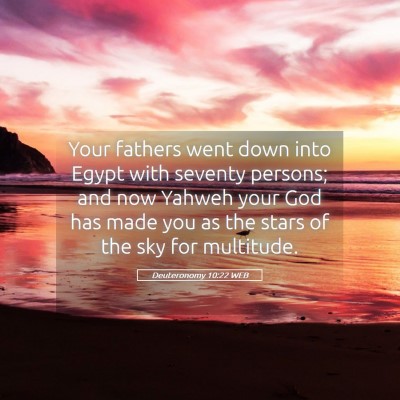 Picture 05 - Deuteronomy 10:22 WEB - Your fathers went down into Egypt with seventy - Bible Verse Picture