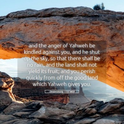Picture 05 - Deuteronomy 11:17 WEB - and the anger of Yahweh be kindled against you, - Bible Verse Picture