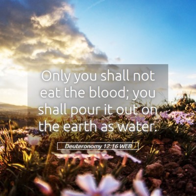 Picture 05 - Deuteronomy 12:16 WEB - Only you shall not eat the blood; you shall pour - Bible Verse Picture
