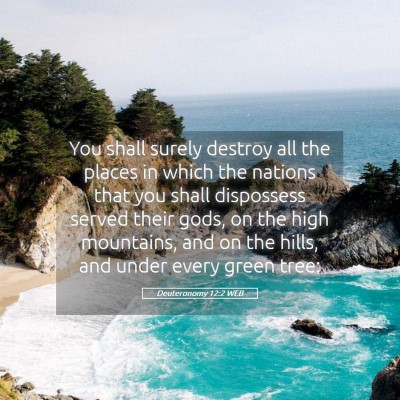 Picture 05 - Deuteronomy 12:2 WEB - You shall surely destroy all the places in which - Bible Verse Picture