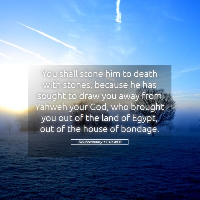 Picture 05 - Deuteronomy 13:10 WEB - You shall stone him to death with stones, because - Bible Verse Picture