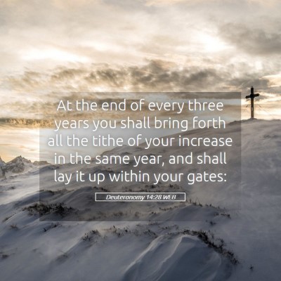 Picture 05 - Deuteronomy 14:28 WEB - At the end of every three years you shall bring - Bible Verse Picture