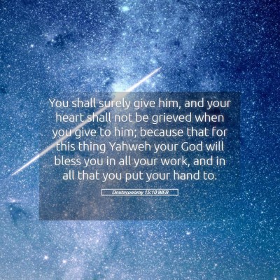 Picture 05 - Deuteronomy 15:10 WEB - You shall surely give him, and your heart shall - Bible Verse Picture