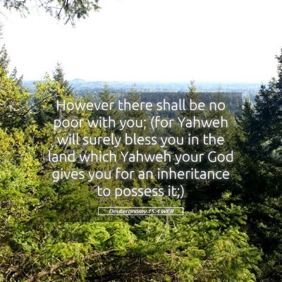 Picture 05 - Deuteronomy 15:4 WEB - However there shall be no poor with you; (for - Bible Verse Picture