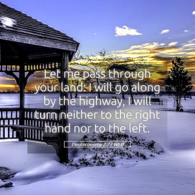 Picture 05 - Deuteronomy 2:27 WEB - Let me pass through your land: I will go along by - Bible Verse Picture