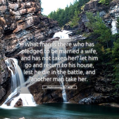 Picture 05 - Deuteronomy 20:7 WEB - What man is there who has pledged to be married a - Bible Verse Picture