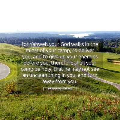 Picture 05 - Deuteronomy 23:14 WEB - for Yahweh your God walks in the midst of your - Bible Verse Picture