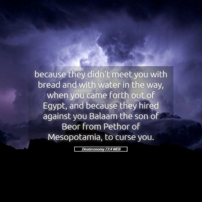 Picture 05 - Deuteronomy 23:4 WEB - because they didn't meet you with bread and with - Bible Verse Picture