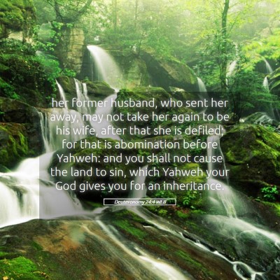 Picture 05 - Deuteronomy 24:4 WEB - her former husband, who sent her away, may not - Bible Verse Picture