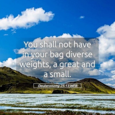 Picture 05 - Deuteronomy 25:13 WEB - You shall not have in your bag diverse weights, a - Bible Verse Picture