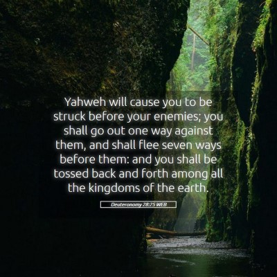 Picture 05 - Deuteronomy 28:25 WEB - Yahweh will cause you to be struck before your - Bible Verse Picture