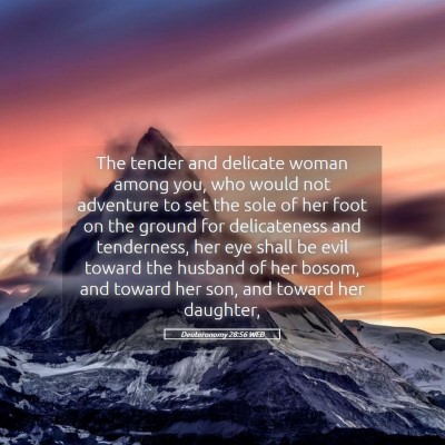 Picture 05 - Deuteronomy 28:56 WEB - The tender and delicate woman among you, who - Bible Verse Picture