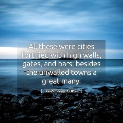 Picture 05 - Deuteronomy 3:5 WEB - All these were cities fortified with high walls, - Bible Verse Picture