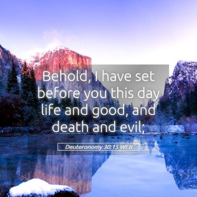Picture 05 - Deuteronomy 30:15 WEB - Behold, I have set before you this day life and - Bible Verse Picture