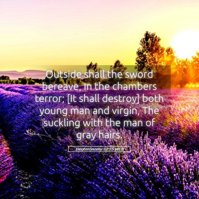 Picture 05 - Deuteronomy 32:25 WEB - Outside shall the sword bereave, In the chambers - Bible Verse Picture