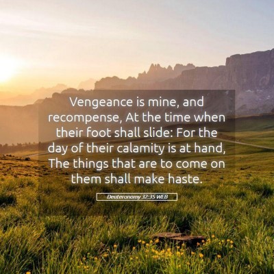 Picture 05 - Deuteronomy 32:35 WEB - Vengeance is mine, and recompense, At the time - Bible Verse Picture