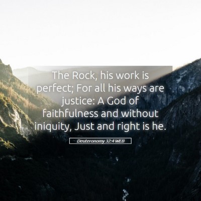 Picture 05 - Deuteronomy 32:4 WEB - The Rock, his work is perfect; For all his ways - Bible Verse Picture