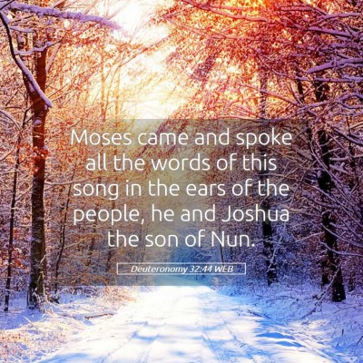 Picture 05 - Deuteronomy 32:44 WEB - Moses came and spoke all the words of this song - Bible Verse Picture
