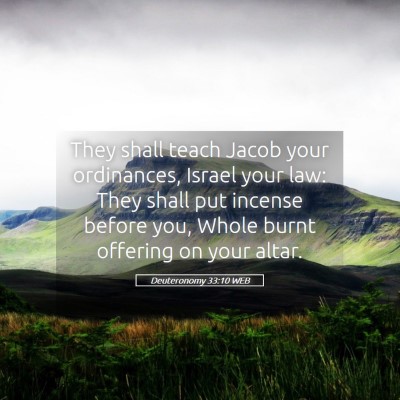 Picture 05 - Deuteronomy 33:10 WEB - They shall teach Jacob your ordinances, Israel - Bible Verse Picture