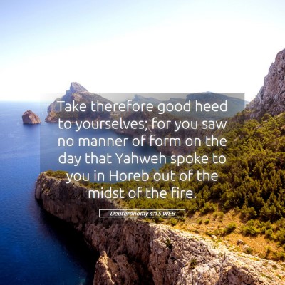 Picture 05 - Deuteronomy 4:15 WEB - Take therefore good heed to yourselves; for you - Bible Verse Picture