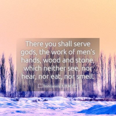 Picture 05 - Deuteronomy 4:28 WEB - There you shall serve gods, the work of men's - Bible Verse Picture