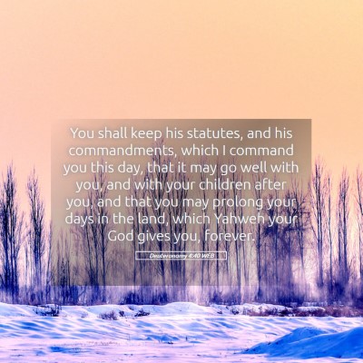 Picture 05 - Deuteronomy 4:40 WEB - You shall keep his statutes, and his - Bible Verse Picture