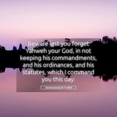 Picture 05 - Deuteronomy 8:11 WEB - Beware lest you forget Yahweh your God, in not - Bible Verse Picture