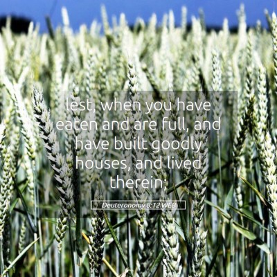 Picture 05 - Deuteronomy 8:12 WEB - lest, when you have eaten and are full, and have - Bible Verse Picture