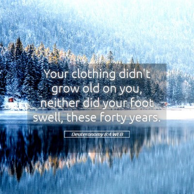 Picture 05 - Deuteronomy 8:4 WEB - Your clothing didn't grow old on you, neither did - Bible Verse Picture