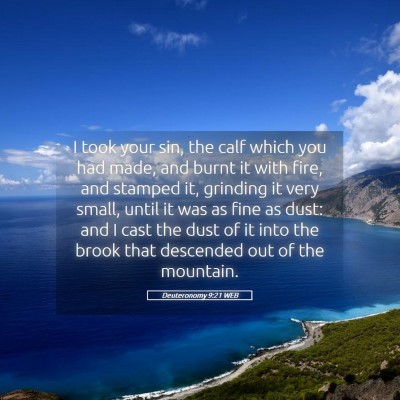Picture 05 - Deuteronomy 9:21 WEB - I took your sin, the calf which you had made, and - Bible Verse Picture