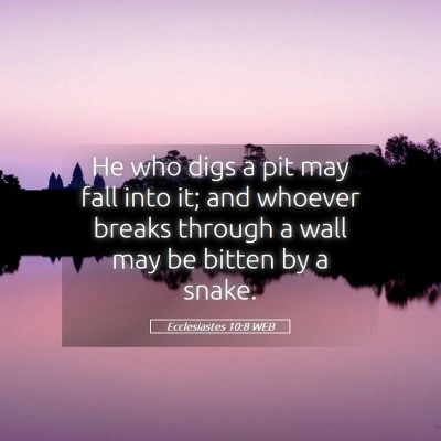 Picture 05 - Ecclesiastes 10:8 WEB - He who digs a pit may fall into it; and whoever - Bible Verse Picture