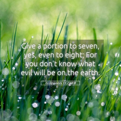Picture 05 - Ecclesiastes 11:2 WEB - Give a portion to seven, yes, even to eight; For - Bible Verse Picture