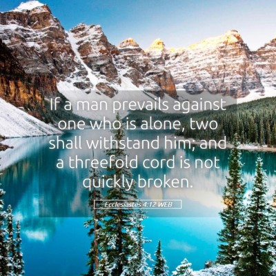 Picture 05 - Ecclesiastes 4:12 WEB - If a man prevails against one who is alone, two - Bible Verse Picture