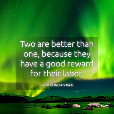 Picture 05 - Ecclesiastes 4:9 WEB - Two are better than one, because they have a good - Bible Verse Picture