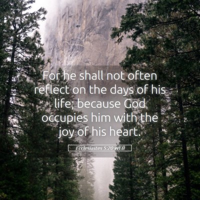 Picture 05 - Ecclesiastes 5:20 WEB - For he shall not often reflect on the days of his - Bible Verse Picture