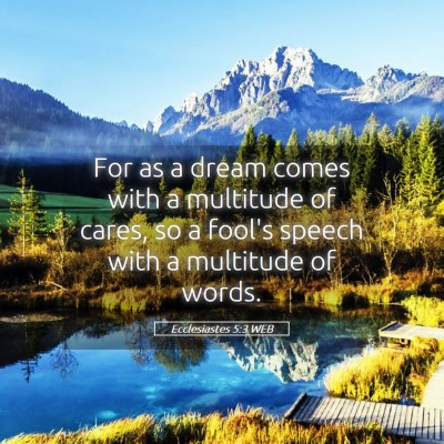 Picture 05 - Ecclesiastes 5:3 WEB - For as a dream comes with a multitude of cares, - Bible Verse Picture