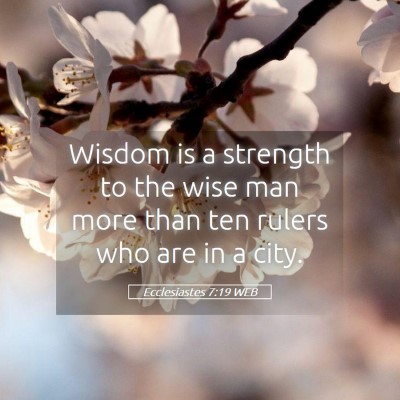 Picture 05 - Ecclesiastes 7:19 WEB - Wisdom is a strength to the wise man more than - Bible Verse Picture