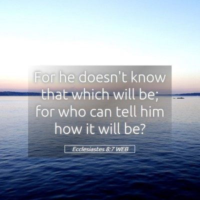 Picture 05 - Ecclesiastes 8:7 WEB - For he doesn't know that which will be; for who - Bible Verse Picture