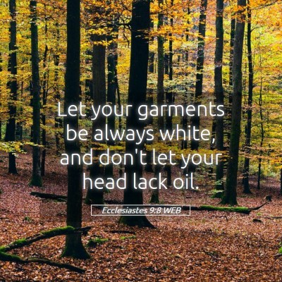 Picture 05 - Ecclesiastes 9:8 WEB - Let your garments be always white, and don't let - Bible Verse Picture