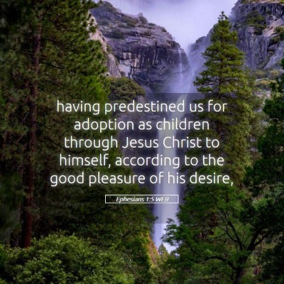 Picture 05 - Ephesians 1:5 WEB - having predestined us for adoption as children - Bible Verse Picture