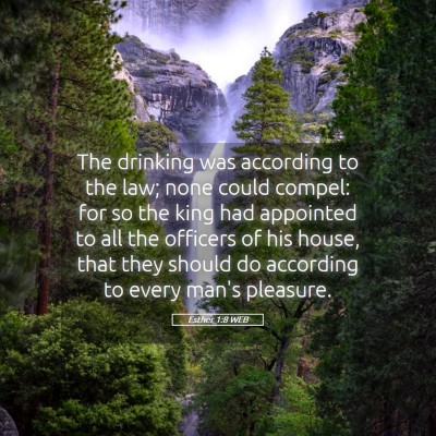 Picture 05 - Esther 1:8 WEB - The drinking was according to the law; none could - Bible Verse Picture
