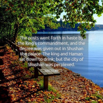 Picture 05 - Esther 3:15 WEB - The posts went forth in haste by the king's - Bible Verse Picture