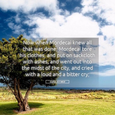 Picture 05 - Esther 4:1 WEB - Now when Mordecai knew all that was done, - Bible Verse Picture