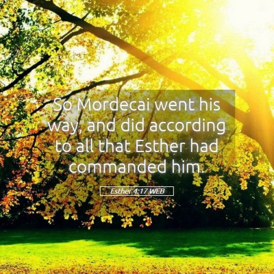 Picture 05 - Esther 4:17 WEB - So Mordecai went his way, and did according to - Bible Verse Picture