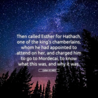 Picture 05 - Esther 4:5 WEB - Then called Esther for Hathach, one of the king's - Bible Verse Picture